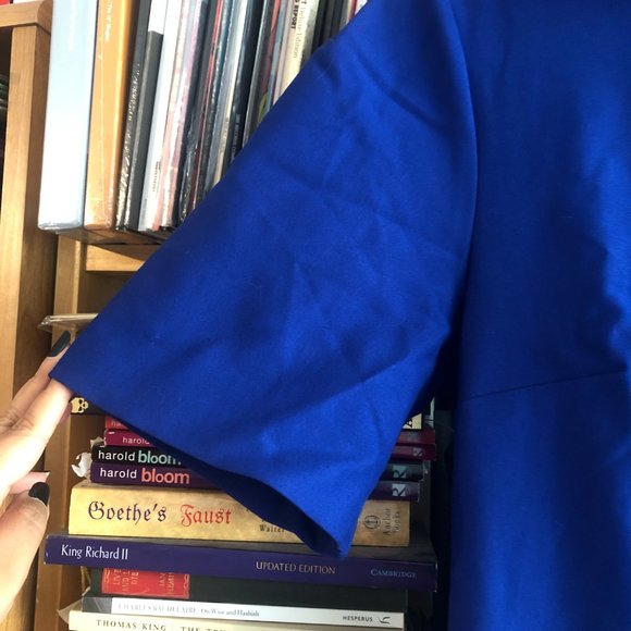 Vintage Diva Blue Collared pencil dress Size L - Picture 4 of 5